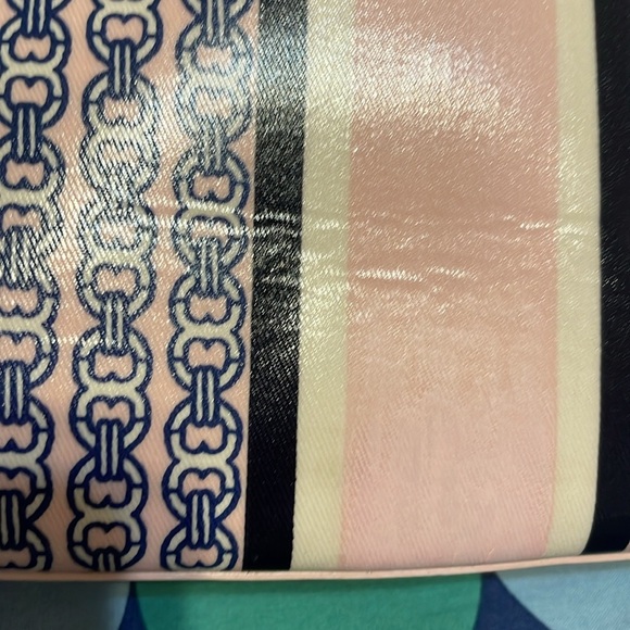 Tory Burch Pink and Navy Chain Print Tote - Picture 15 of 15